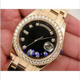 Shippng Luxe Hommes NOUVEAU MENS 18K OR JAUNE CHEF-D'ŒUVRE NOIR DIAMANT CADRAN 18948 Verre Saphir Automatique montres-bracelets304i278k