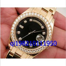 Shippng – montre-bracelet automatique de luxe pour hommes, nouveau chef-d'œuvre en or jaune 18 carats, cadran en diamant noir, verre saphir 18948, 278V