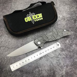 Shirogorov F95 Groene doorn Vouwmes Tortoise Shell K110 TC4 Titanium handle EDC Tool Hunting Camping Outdoor Militaire Tactical Gear Defense Pocket Knives
