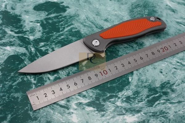 Shirogorov F95 série 95 couteau pliant rondelle à roulement à billes lame D2 Orange G10 + manche en alliage de titane Pochette en cuir gratuite Couteau de camping EDC