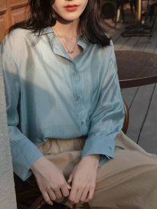 Shirt 2023 Zomerkleding Vrouwen Koreaans zonnebrandcrème Fashion Holiday Beach Blouses Elegant Loose Long Sleeve Blusas Tops White Shirt