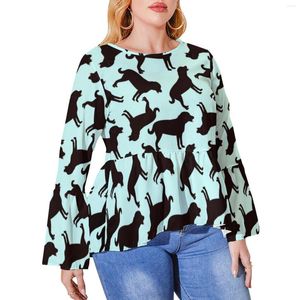 Shirt Animal Silhouette Black Lab Dog Kawaii Ruffled S Woman Casual Tee Plus Size bedrukte tops verjaardagscadeau