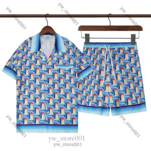 Chemise Casablancas Shorts Designer Mens Mens T-shirt and Mesh Shorts sets Men Polo Shirt Womens Print Graphic Tee Casa Shirts Loose Silk Summer Tshirts Vêtements 3C96