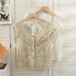 Chemise Crochet Chemises pour femmes chemisier sexy français chic bluzas mujer knit blusas femme sweet crop tops tops dropshipping