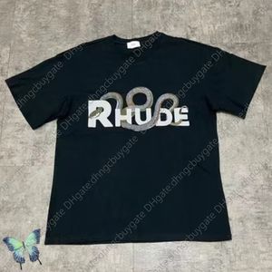 Shirt Designer T verkoop goed Rhude Retro Snake Bone Print High Street Cotton Quality T-Shirt Hoge kwaliteit