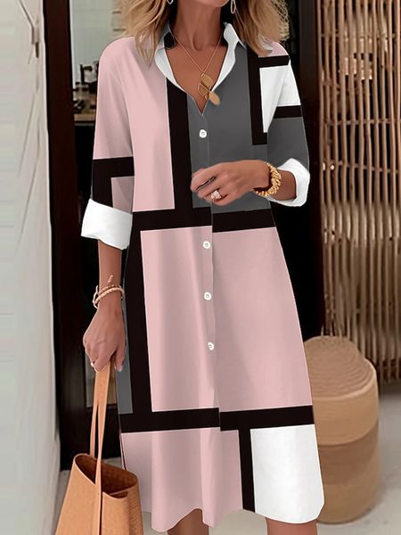 Chemise robe hauts élégants et jolis robes pour femmes vêtements 3D bloc de couleur Pinting soirée bal de luxe 240219