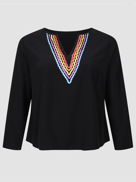 Camisa Finjani Color s￳lido TEE Mujeres Mujeres Poly￩ster Blusa para mujeres Hermosa tapa de cuello en V multicolor