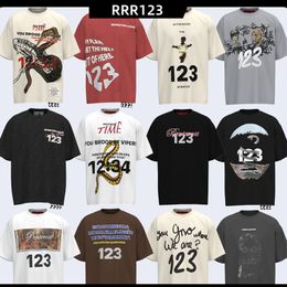 Camisa para hombre, camiseta de diseñador rrr123, camiseta, camisas de moda para mujer, camiseta de alta calidad, camiseta vintage lavada de manga corta de gran tamaño, ropa informal de calle