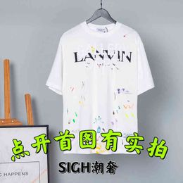 Shirt Gallerysdepts Designer Splash Branded Painted Co Hand Letters Los T-shirt met korte mouwen Heren- en damesmode