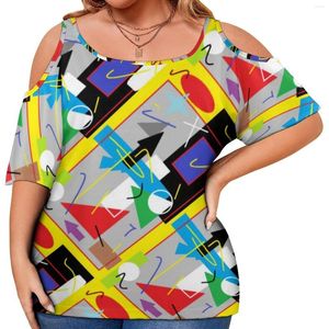 Shirt geometrische abstracte funky kunst print stijlvol s korte mouwen Koreaanse mode t -shirt dames zomer tops plus size 5xl
