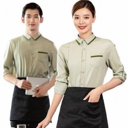 chemise Lg lait thé barbecue serveur vêtements de travail automne et hiver manches réglables restauration outillage hot pot restaurant ferme u7Hh #