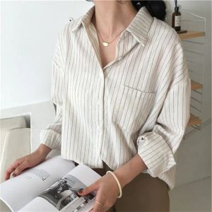 Chemise Mazefeng 2021 Spring automne Shirts de mode Femmes Femmes rayées Bureau Lady Style Femmes Chemises Solies Femmes Femmes Blouses