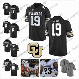 Shirt NCAA Colorado Buffaloes #19 Rashaan Salaam 16 Mason Crosby 6 Paul Richardson 9 Juwann Winfree Zwart Grijs Wit Gepensioneerd Voetbal Jer H Hoog igh