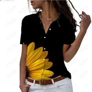 Shirt Nieuwe Top Dames 3D Printing Mode Korte Mouw 2023 Nieuwe Temperament Eenvoudige Bloem Korte Mouw Plus Size kleding Camo