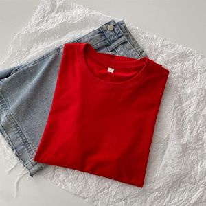 Shirt plus maat 2023 zomer Koreaanse stijl losse casual korte mouw dames s mode grote solide kleur o-neck vrijetijdspaar t shirts