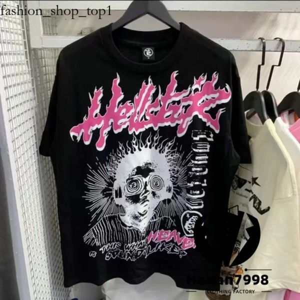 Chemise chemises amusant imprimé Antique Hellstar chemise à manches courtes hip-hop haute rue chemises prix de gros Hellstar sweat à capuche 660