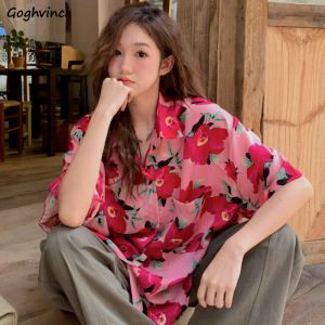 Chemises chemises femmes minces florales vintage de style plage gaspillement baggy ulzzang fashion d'été tendre allmatch ins chic tops harajuku