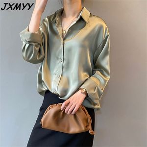 Shirt lente mode casual Koreaans losse lange mouwen revershemd vrouwelijk jxmyy 210412