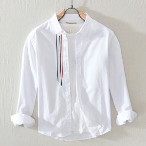 Chemises 100% coton chemise à longs couches hommes respirants rafraîchissants chemises mode décontractée streetwear simple chemises blanches fraîches hommes top