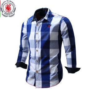 Chemises 2020 Nouveaux hommes 100% coton chemise à manches longues Slim Fit Shirts Casual Fashion Business Social Shirt Plus Size M3xl 099