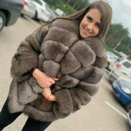 Chemises 2021 Real Fox Fur Coat Femme Veste-Vetet Détachable Transformage amovible Fashion épaisse Veste de manteau chaud fourrure solide