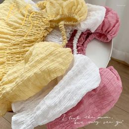 Chemises d'été en mousseline de soie pour bébés filles, chemisiers dos nu à manches bouffantes, Style coréen, hauts de princesse pour enfants en bas âge, doux, 2022