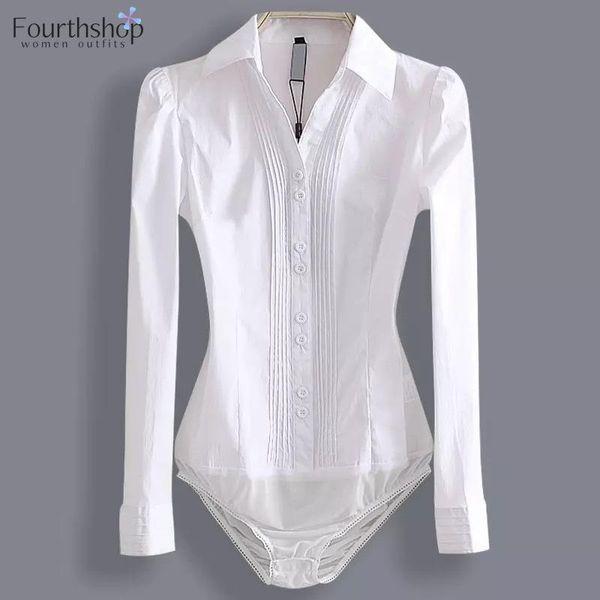 Camisas 2023 Body de moda, camisa de cuerpo de manga larga para mujer, uniformes de trabajo de dama de oficina, blusas y Tops blancos de primavera, ropa ajustada de otoño