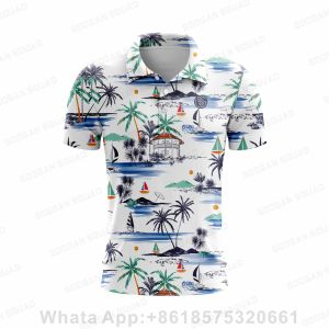 Chemises 2023 Nouveau été Hawaii Style Men Polo Polo Casual Fashion Short Short Fishing Fishing Golf Tshirt Tops Clothing Plus Size
