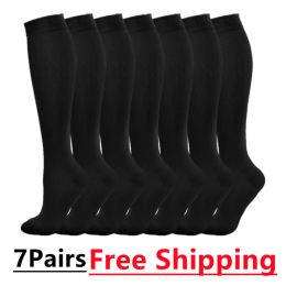 Camisas 3/67 pares de compresión calcetines hombres rodilla alta 30 mmhg edema diabetes varicosos venas que corren calcetines de compresión de deportes de viaje