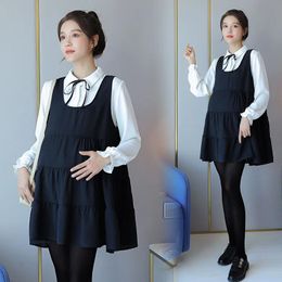 Chemises 683 # automne coréen moréen patchwork maternité blouses sweet mignon une ligne de chemises lâches pour femmes enceintes