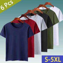 Shirts 6 stks/partij T-shirts Mannen Vrouwen Katoen Zomer Korte Mouw Effen Mannelijke Vrouwelijke Ingerichte T-shirts Top Tees Oneck Plus size T-shirt Muls