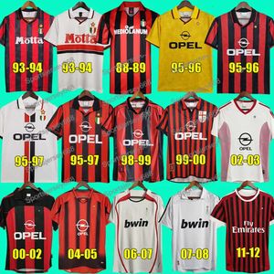 Chemises 96 97 99 Gullit Retro Soccer Jerseys 88 89 02 03 04 05 06 Vintage Ac S Maldini Van Basten Football Kaka Inzaghi 06 07 09 10