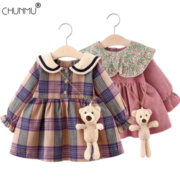 Chemises automne bébé fille fille princesse ne nouveau-née robe de fête de fête de fête bébé 1 an d'anniversaire fille tutu baptême robe