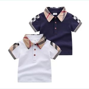 Shirts Baby Jongens Shirt Turn-Down Kraag T-Shirts Zomer Kids Korte Mouw Geruite T-Shirt Gentleman Stijl Kinderen Katoen Casual Tops Dhql9