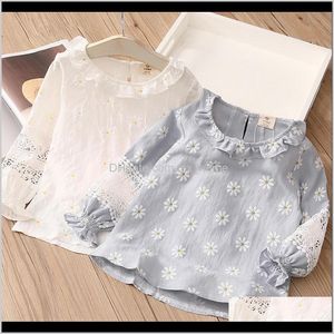 Chemises bébé maternité livraison directe 2021 printemps automne mode vêtements pour enfants coton bébé enfants fille à manches longues découpe évider fleur