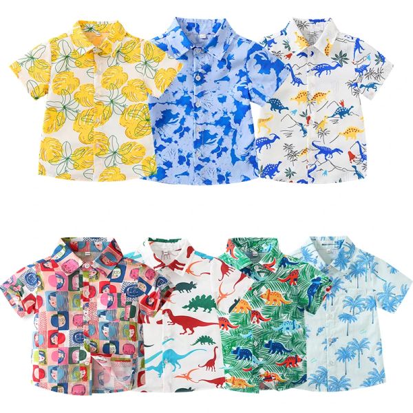 Chemises Beach Summer Shirt Boy Coconut Tree Imprimé Top 12345 Années pour enfants Vêtements de vacances Ventures de vacances surf