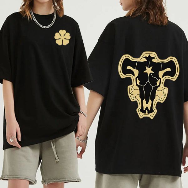 Camisas Clover negros Dobles Doubleed Impresión divertida Camiseta Haruku Haruku Camiseta gráfica Streetwear Hip Hop