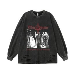 Chemises Empire noir Ripped T-shirts Goth Men à manches longues Y2K GRUNGE THIRT