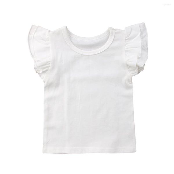 Chemises à manches volantes pour bébés filles et garçons, hauts solides, tenues de body, vêtements pour enfants 0-4T, t-shirts à volants à la mode, été