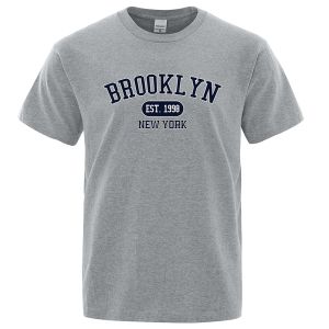 Shirts Brooklyn Est.1998 New York Letter T Shirts Man Casual Crewneck Streetwear Ademende mode Summer Tops katoen losse t -shirts