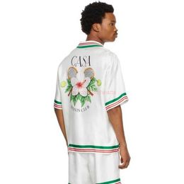 Chemises Casa Designer Vêtements de mode Chemises Survêtements Dropped Satin Casablanca Style Chemise Tennis Fleur Lâche Hommes Femmes Polyvalent