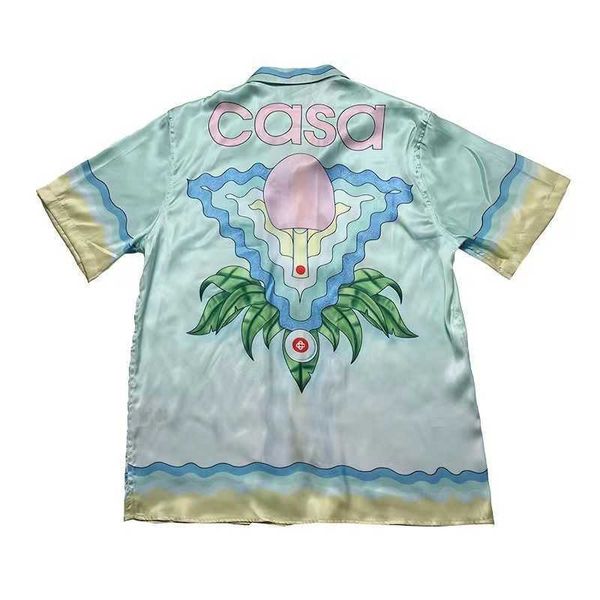 Chemises Casa Designer Vêtements de mode Chemises Survêtements Casablanca Gradual Wave Tennis de table Lay Zhang Même soie Chemises à manches courtes pour
