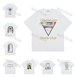 Chemises Casablanca T-shirt T-shirt T-shirt Designer du créateur imprimé rond Coton Coton court à manches pour hommes et femmes Sports lâches Casual Short Sleeve S-XL