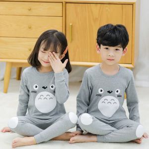 Chemises pour enfants pamas ensemble dessin animé totoro enfants vêtements de sommeil bébé vêtements de sommeil