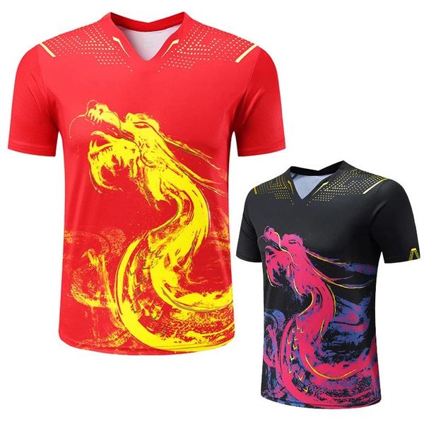 Camisas China Ropa de tenis de mesa Camisa Camisas deportivas estampadas transpirables de secado rápido para hombres y mujeres Camiseta de tenis para camisetas de entrenamiento