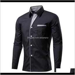 Hemden Kleidung Bekleidung Drop Lieferung 2021 Mode Herren Langarm Männer Revers Kragen Slim Fit Design Formal Casual Male Kleid Hemd Größe M-4X
