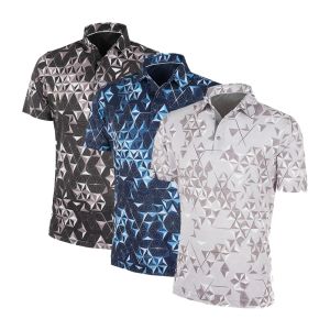 Chemises Diamond Pattern Men Shirts de golf Polo Polo Summer Summer Sports Shirts Casual Tennis Tshirt Vêtements respirants