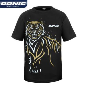 Chemises DONIC 83237 maillot de Tennis de Table hommes femmes t-shirts de sport tigre respirant chemises de Ping-Pong à manches courtes col rond