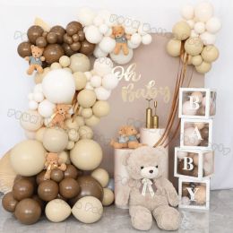 Chemises doublées nue crème pêche blanc ballon garland arc kit baby shower décorations de fête d'anniversaire café marron ballon thème mariage