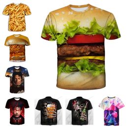 camisas para homens designer de botão camisas de designer de manga curta masculina e feminina personalidade de moda Hamburgo padrão alimentar criativo engraçado 3D camiseta Essentialshirts